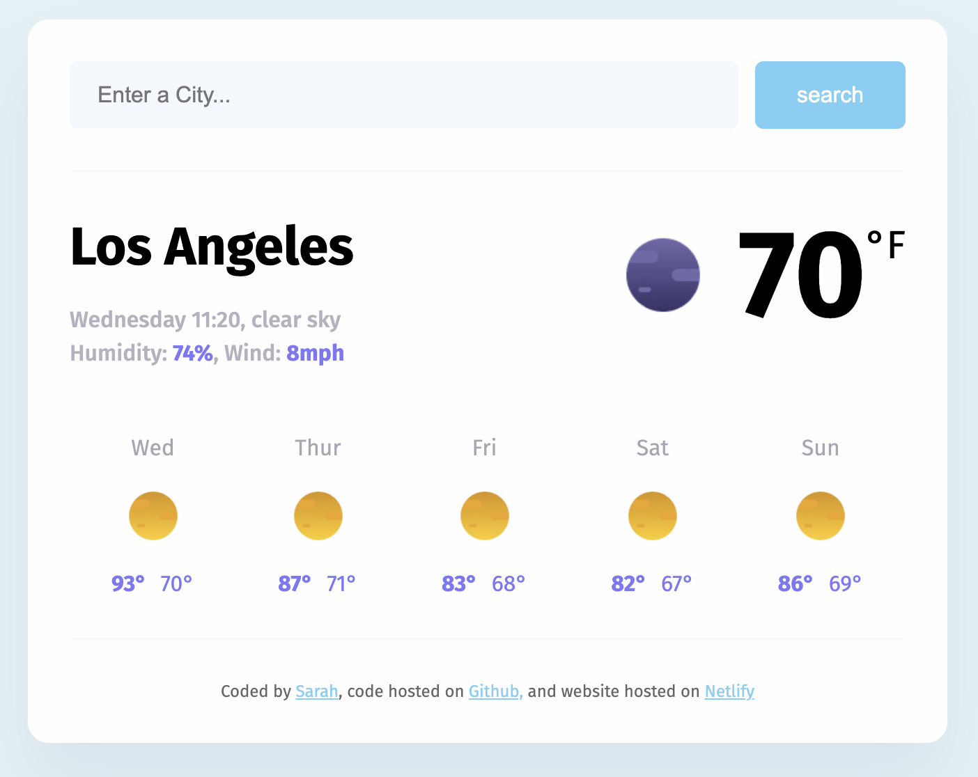 Weather App Preview